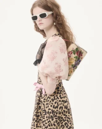 Animalier Desenli Krep Couture Kısa Elbise