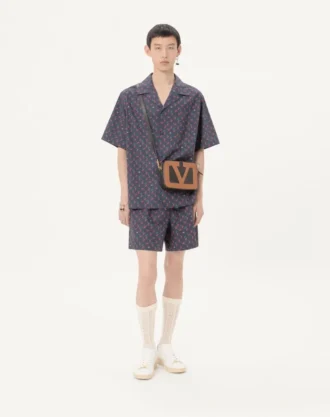 Cherryfic Baskılı Pamuk Poplin Bermuda Şort