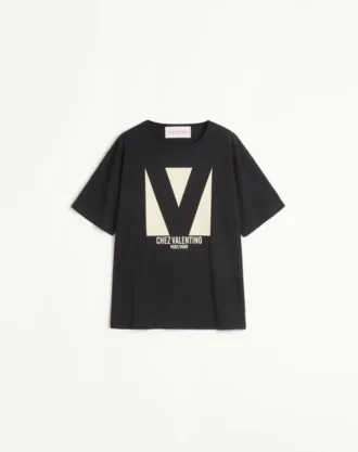 Chez Valentino Baskılı Jersey Pamuklu T-Shirt