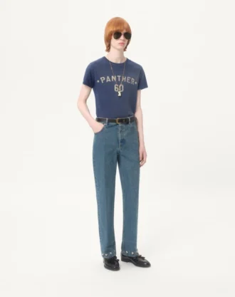 Chez Valentino Baskılı ve Yamalı Pamuklu T-Shirt