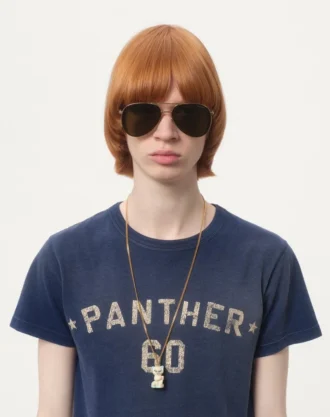 Chez Valentino Baskılı ve Yamalı Pamuklu T-Shirt