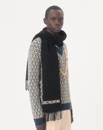 Chez Valentino Nakışlı Valentino Yün Eşarp