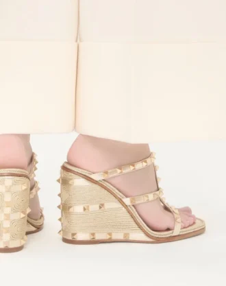 Cornely Nakışlı Lamine Nappa Rockstud Topuklu Sandal 100 mm