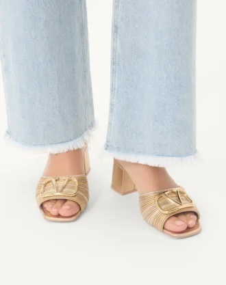 Cornely Nakışlı Metalik Vlogo İmzalı Slide Sandal 60 mm