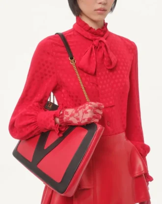 Cour De Coeur Baskılı Krep De Chine Gömlek