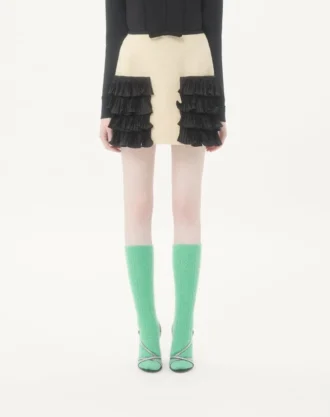 Düz Yünlü Tweed Kısa Etek