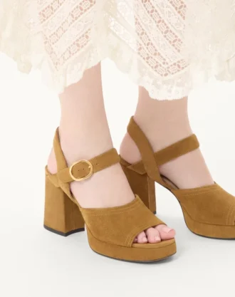 Fawcette Platform Kabuk Deri Sandal 100 mm