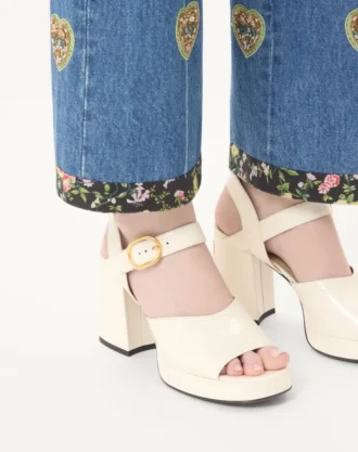 Fawcette Platform Sandal, Parlak Dana Derisi 100 mm