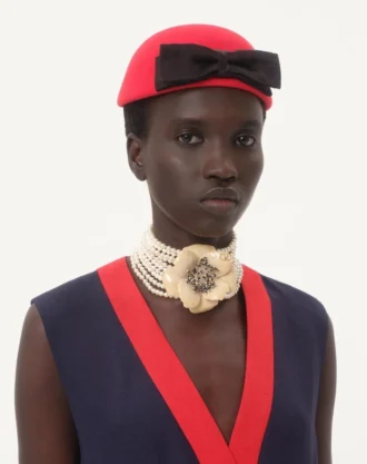 Fleur Lumineuse Metal, Emaye, İnci ve Kumaş Kolye