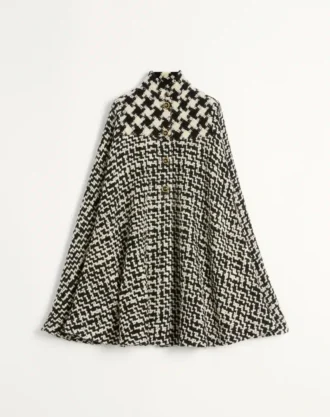 Geometrik Tweed Pelerin