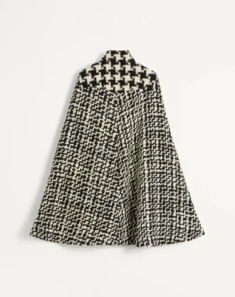 Geometrik Tweed Pelerin