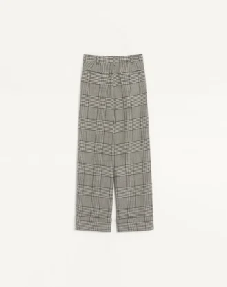 Houndstooth yün pantolon
