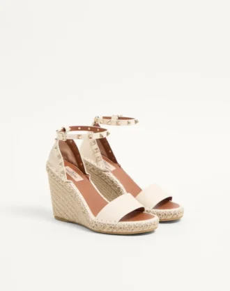 Çift Rockstud Grainy Dana Derisi Topuklu Sandal 105 Mm