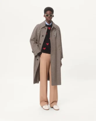 Kalp Jakarlı Desenli Mohair Yün ve Lurex Kazak