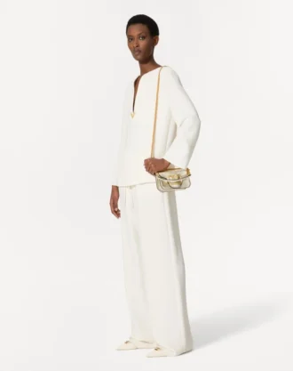 Küçük Valentino Garavani Locò Metalik Dana Derisi Omuz Çantası