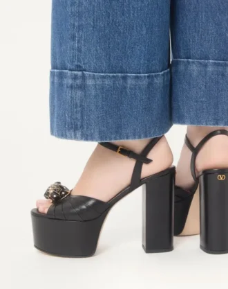 Kuzu derisi 125 mm Panthea Platform Sandalet