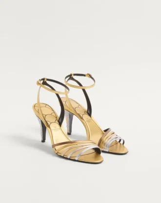 Ladycrush Sandal, Lamine Nappa ve Kristallerle 85 mm