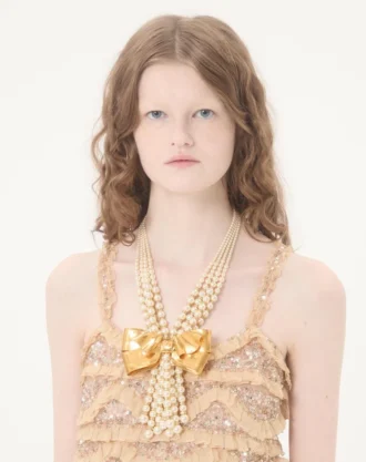 Metal, Emaye, İnci ve Kristal Trop Chou Kolye