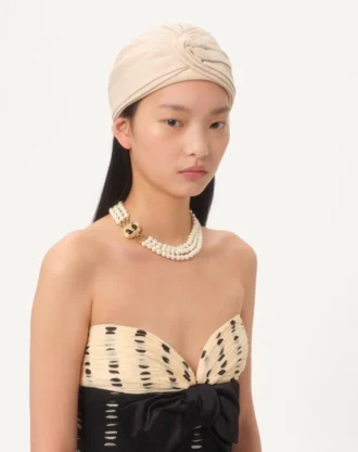 Metal, Emaye, İnci ve Swarovski® Kristallerden Oval Kolye