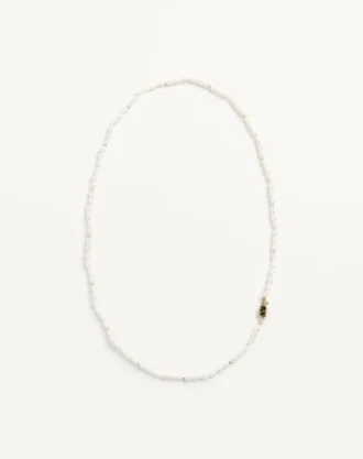 Metal, İnci ve Emaye Oval Kolye