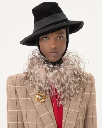 Metal ve Kumaştan Fleur Lumineuse Broş