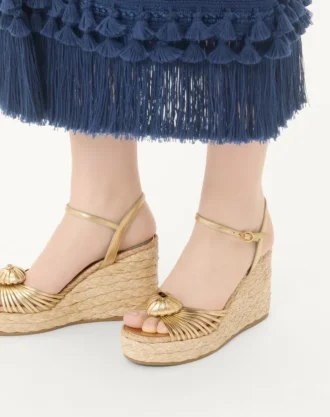 Metalik Nappa Deri 100Mm Kraliyet Topuklu Sandal