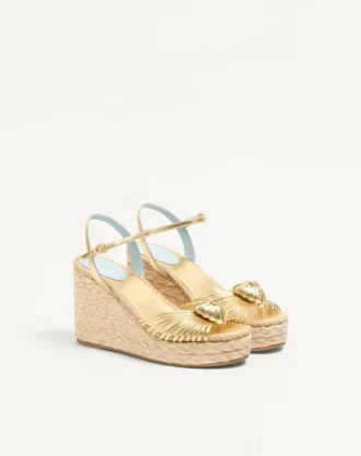 Metalik Nappa Deri 100Mm Kraliyet Topuklu Sandal