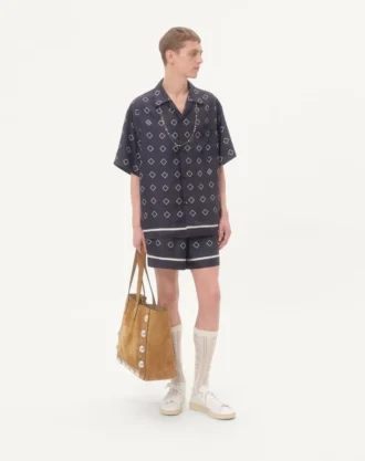 Opticool Baskılı İpek Twill Bowling Gömlek