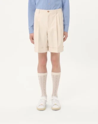 Pamuk Kanvas Manşetli Bermuda Şort