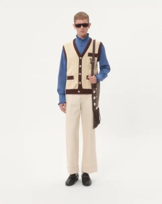 Plastron ve Fırfırlı Pamuk Poplin Gömlek