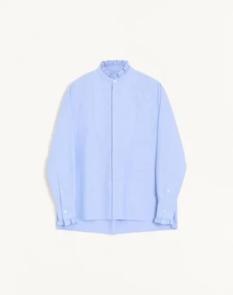 Plastron ve Fırfırlı Pamuklu Gömlek