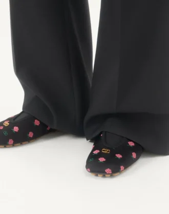 Rhytmika Slipper In Jacquard Rose Fabric