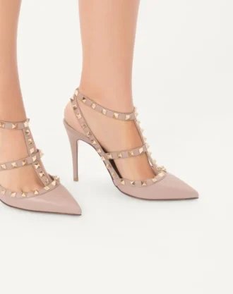 Rockstud Ayak Bileği Kayışlı Topuklu Ayakkabı 100 Mm