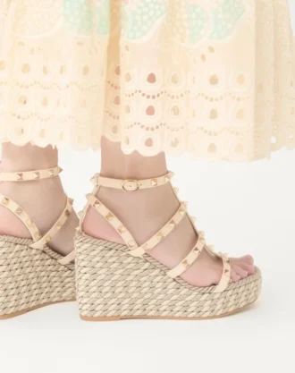 Rockstud Dana Derisi Bantlı Topuklu Sandal 95 mm