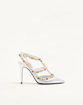 Rockstud Décolleté Lamine Nappa Cabochon ve Kristallerle 100Mm