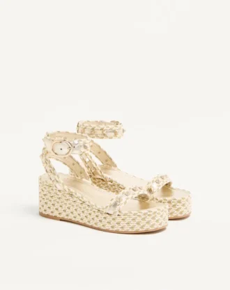 Rockstud Düz Platformlu Lamine Nappa Deri Sandal 45 mm