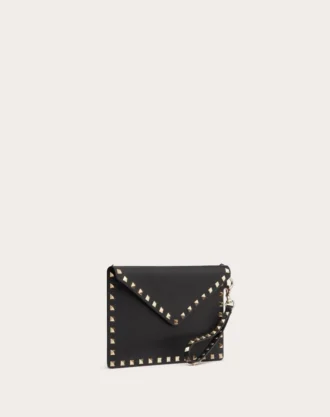 Rockstud Grainy Calfskin Pouch