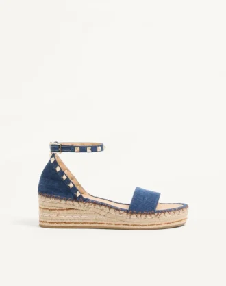 Rockstud Çift Platformlu Denim Sandal 55 mm