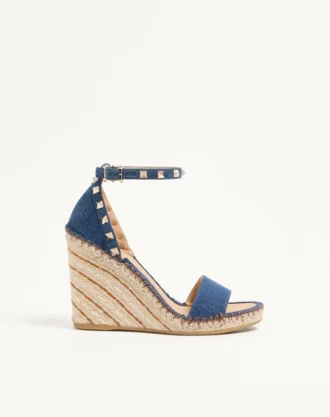 Rockstud Çift Tabanlı Denim Sandalet 105 mm