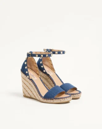 Rockstud Çift Tabanlı Denim Sandalet 105 mm