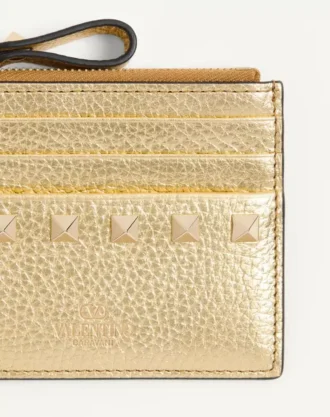 Rockstud Lamine Grainy Dana Derisi Fermuarlı Kartlık