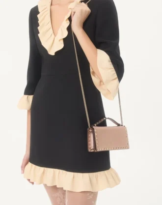 Rockstud Lamine Grainy Dana Derisi Zincirli Cüzdan