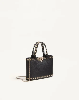 Rockstud Mini Alışveriş Çantası, Grenli Dana Derisi