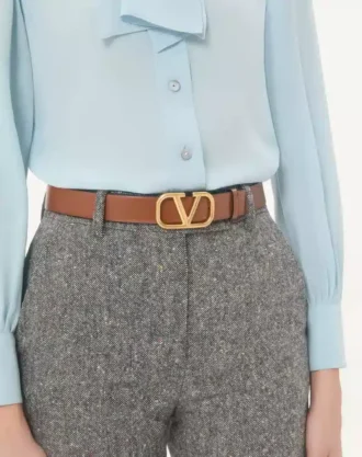 Ters Çevrilebilir Vlogo İmza Kemer, Parlak Dana Derisi, 30 mm