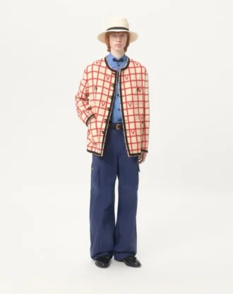 V Desenli Yün Karışımlı Ceket