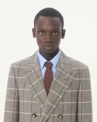 Valentie Jakarlı Pamuk Kravat, Chamber Desenli ve VLogo İmza Detaylı