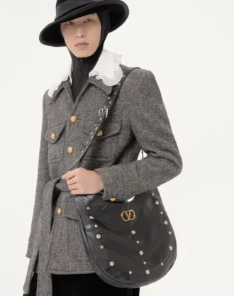 Valentino Boutonné Yün Safari Ceket, Kemerli