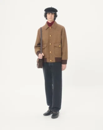 Valentino Houndstooth Desenli Yün Bomber Ceket