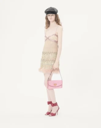 Valentino Garavani DeVain Cloqué Jakarlı Kumaştan Küçük Omuz Çantası.