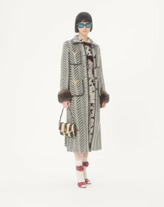 Valentino Garavani DeVain Dalga Desenli Rafya Küçük Omuz Çantası